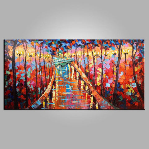 Autumn Park Painting, Canvas Art, Bedroom Wall Art, Modern Art, Painting for Sale, Contemporary Art, Abstract Art-ArtWorkCrafts.com