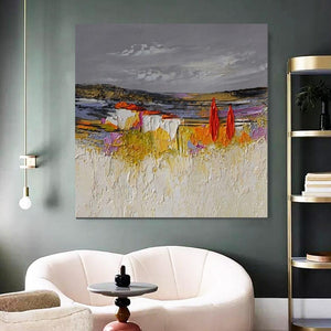 Abstract Landscape Painting, Large Landscape Painting for Bedroom, Heavy Texture Painting, Living Room Wall Art Ideas, Palette Knife Artwork-ArtWorkCrafts.com