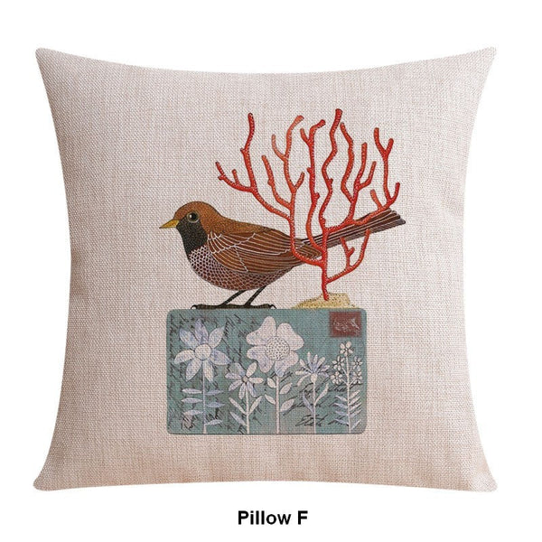 Love Birds Throw Pillows for Couch, Singing Birds Decorative Throw Pillows, Modern Sofa Decorative Pillows, Decorative Pillow Covers-ArtWorkCrafts.com