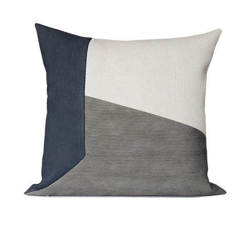 Large Modern Throw Pillows, Decorative Throw Pillow for Couch, Blue Grey Modern Sofa Pillows, Decorative Throw Pillows for Living Room, Large Square Pillows-ArtWorkCrafts.com