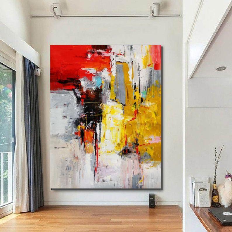 Canvas Painting for Living Room, Modern Wall Art Painting, Huge Contemporary Abstract Artwork-ArtWorkCrafts.com