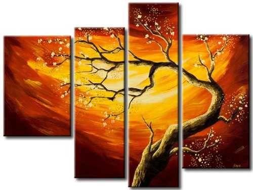Tree of Life Painting, 4 Piece Canvas Art, Tree Paintings, Oil Painting for Sale, Bedroom Canvas Painting, Acrylic Painting on Canvas-ArtWorkCrafts.com