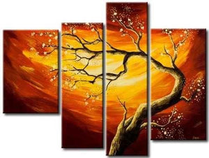 Tree of Life Painting, 4 Piece Canvas Art, Tree Paintings, Oil Painting for Sale, Bedroom Canvas Painting, Acrylic Painting on Canvas-ArtWorkCrafts.com