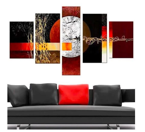 Multiple Wall Art Paintings, Red and Black Abstract Painting, Large Painting for Sale, Modern Abstract Paintings-ArtWorkCrafts.com