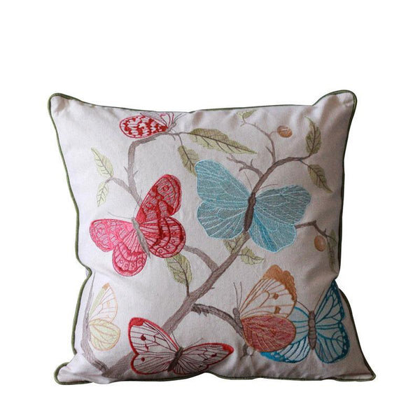 Beautiful Embroider Butterfly Cotton and linen Pillow Cover, Decorative Throw Pillows, Decorative Sofa Pillows, Decorative Pillows for Couch-ArtWorkCrafts.com