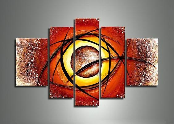 Large Modern Artwork, Abstract Painting for Sale, 5 Piece Canvas Wall Art, Living Room Canvas Painting, Heavy Texture Paintings-ArtWorkCrafts.com
