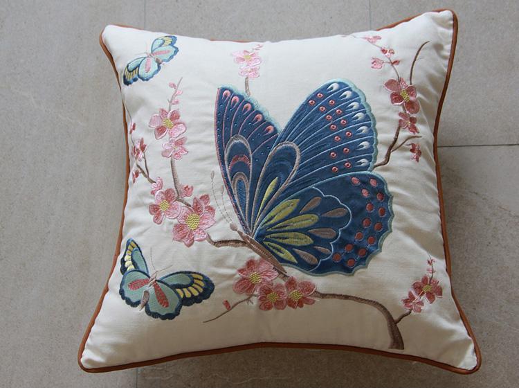 Butterfly Cotton and linen Pillow Cover, Decorative Throw Pillows for Living Room, Decorative Sofa Pillows-ArtWorkCrafts.com