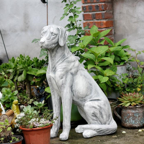 Large Dog Statue for Garden, Sitting Dog Statues, Pet Statue for Garden Courtyard Ornament, Villa Outdoor Decor Gardening Ideas-ArtWorkCrafts.com