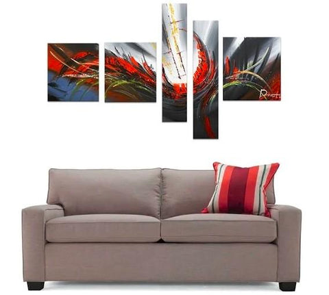 Abstract Canvas Painting, Simple Acrylic Art, 5 Piece Wall Painting, Canvas Painting for Living Room, Contemporary Modern Art-ArtWorkCrafts.com