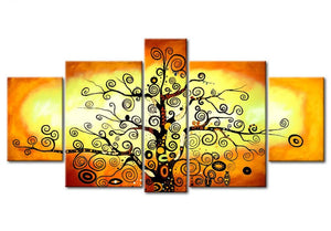 5 Piece Canvas Paintings, Tree of Life Painting, Abstract Acrylic Painting, Large Painting for Living Room, Acrylic Painting on Canvas-ArtWorkCrafts.com