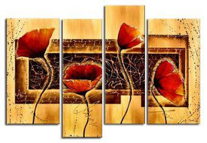 Flower Abstract Painting, Large Acrylic Painting, Flower Abstract Painting, Bedroom Wall Paintings, Heavy Texture Paintings-ArtWorkCrafts.com