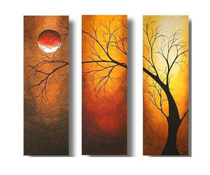 Acrylic Modern Paintings, Acrylic Wall Art Painting, Moon Painting, Tree Painting, Paintings for Bedroom-ArtWorkCrafts.com
