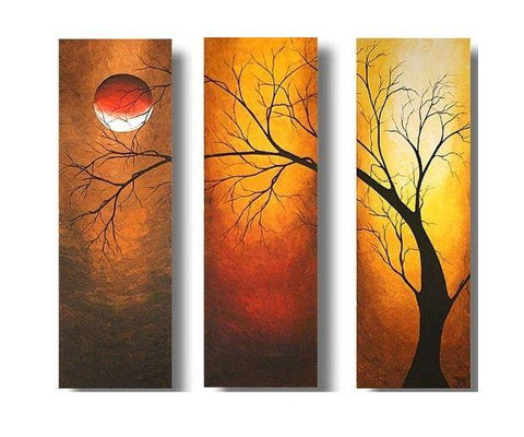 Acrylic Modern Paintings, Acrylic Wall Art Painting, Moon Painting, Tree Painting, Paintings for Bedroom-ArtWorkCrafts.com