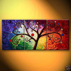 Large Canvas Painting, 3 Piece Canvas Art, Tree of Life Painting, Hand Painted Canvas Art, Acrylic Painting on Canvas-ArtWorkCrafts.com