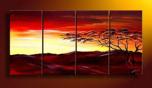 Landscape Canvas Paintings, Sunset Tree Painting, Extra Large Wall Art for Living Room, Hand Painted Wall Art, Canvas Painting for Sale-ArtWorkCrafts.com