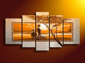 Extra Large Wall Art, African Woman Painting, Bedroom Canvas Painting, Buy Art Online-ArtWorkCrafts.com