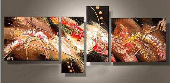 Abstract Acrylic Painting, 4 Piece Paintings, Paintings for Living Room, Large Painting Above Sofa, Modern Wall Art Paintings-ArtWorkCrafts.com