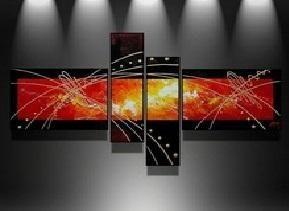 Black and Red Canvas Art Painting, Abstract Acrylic Art, 4 Piece Wall Art Paintings, Living Room Modern Paintings, Buy Painting Online-ArtWorkCrafts.com