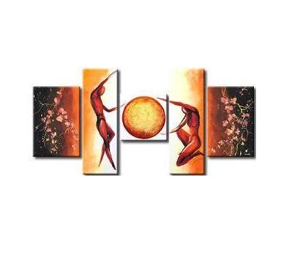5 Piece Abstract Painting, Large Painting for Bedroom, Dancing Figure Canvas Painting, Acrylic Painting for Sale, Simple Modern Art-ArtWorkCrafts.com