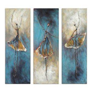 Ballet Dancers Painting, Bedroom Canvas Painting, Simple Abstract Painting, Acrylic Painting on Canvas, 3 Piece Wall Art Paintings-ArtWorkCrafts.com