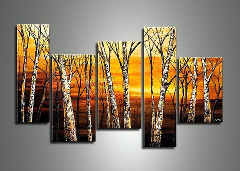 Landscape Painting, Birch Tree Painting, Acrylic Painting Landscape, Living Room Wall Art Paintings-ArtWorkCrafts.com