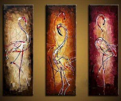 Canvas Painting, Abstract Bird Painting, Abstract Painting, Acrylic Art, 3 Piece Wall Art-ArtWorkCrafts.com