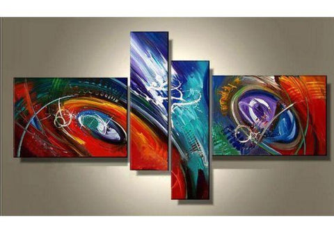 Abstract Canvas Painting, Large Acrylic Painting on Canvas, 4 Piece Abstract Art, Living Room Modern Paintings, Buy Painting Online-ArtWorkCrafts.com