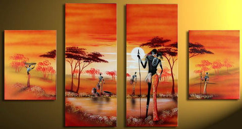 African Painting, Acrylic Wall Art Painting, Living Room Wall Paintings, Hand Painted Canvas Art-ArtWorkCrafts.com