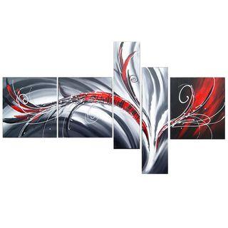 Large Canvas Painting, Abstract Lines, Modern Acrylic Art on Canvas, 5 Piece Wall Art Painting, Living Room Canvas Painting-ArtWorkCrafts.com