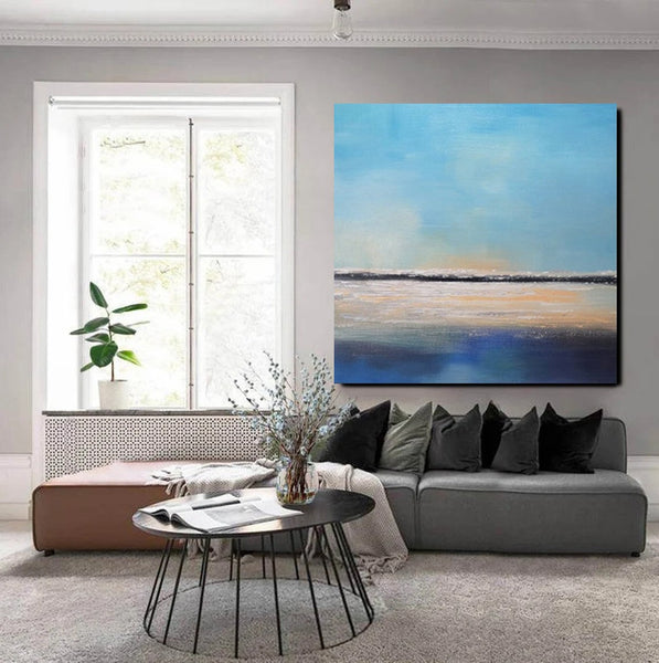 Bedroom Wall Painting, Original Landscape Paintings, Large Paintings for Living Room, Hand Painted Acrylic Painting, Seascape Canvas Paintings-ArtWorkCrafts.com