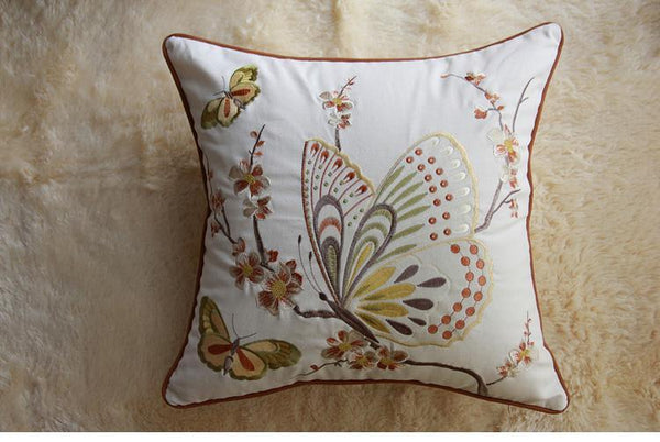 Butterfly Cotton and linen Pillow Cover, Decorative Throw Pillows for Living Room, Decorative Sofa Pillows-ArtWorkCrafts.com