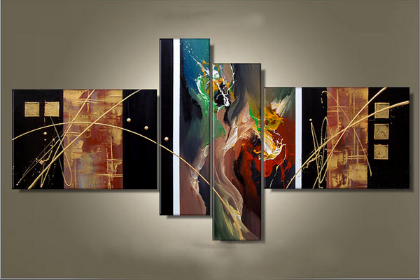 Canvas Art Painting, Large Wall Art Paintings on Canvas, Abstract Painting for Living Room, Acrylic Artwork on Canvas, 4 Piece Wall Art, Hand Painted Art-ArtWorkCrafts.com