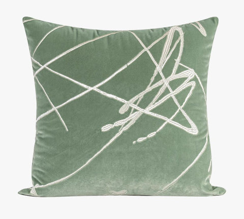 Abstract Contemporary Throw Pillow for Living Room, Green Decorative Throw Pillows for Couch, Large Modern Sofa Throw Pillows-ArtWorkCrafts.com