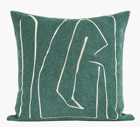 Abstract Green Decorative Throw Pillows, Geometric Square Modern Throw Pillows for Couch, Large Contemporary Throw Pillow for Interior Design-ArtWorkCrafts.com