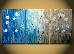 Flower Paintings, Acrylic Flower Painting, 3 Piece Wall Art, Modern Contemporary Painting-ArtWorkCrafts.com