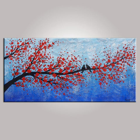 Contemporary Wall Art, Abstract Art, Modern Art, Love Birds Painting, Art for Sale, Abstract Art Painting, Dining Room Wall Art, Canvas Art-ArtWorkCrafts.com