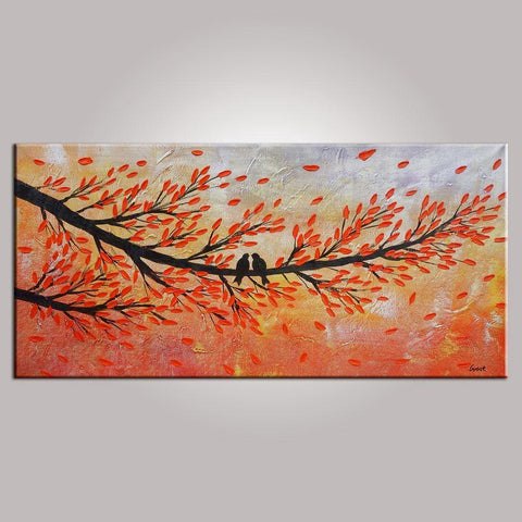 Love Birds Painting, Abstract Art, Contemporary Wall Art, Modern Art, Art for Sale, Abstract Art Painting, Dining Room Wall Art, Canvas Art-ArtWorkCrafts.com