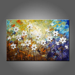 Daisy Flower Painting, Acrylic Flower Paintings, Bedroom Wall Art Painting, Flower Painting Abstract, Wall Art Paintings-ArtWorkCrafts.com
