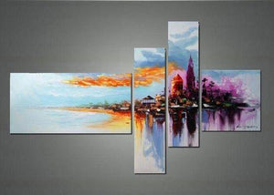 Cityscape Painting, Contemporary Painting, Living Room Wall Painting, Acrylic Painting Abstract, Modern Acrylic Painting-ArtWorkCrafts.com