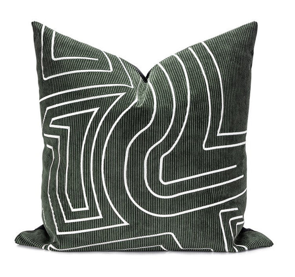 Contemporary Cushions for Interior Design, Large Modern Decorative Pillows for Sofa, Green Modern Throw Pillows for Couch-ArtWorkCrafts.com