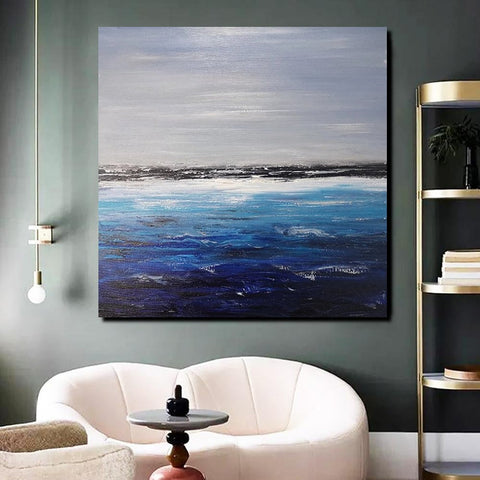 Large Paintings for Dining Room, Bedroom Wall Painting, Original Landscape Paintings, Simple Acrylic Paintings, Seascape Canvas Paintings-ArtWorkCrafts.com