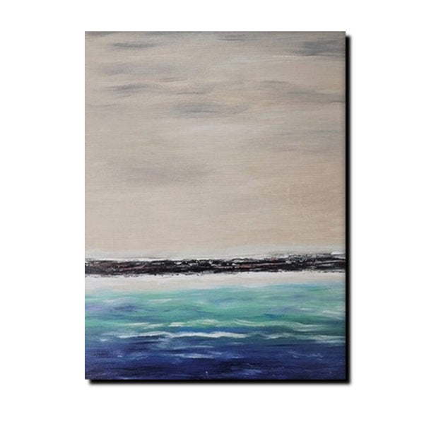 Simple Modern Art, Seascape Canvas Painting, Living Room Wall Art Ideas, Landscape Acrylic Paintings, Large Paintings for Dining Room-ArtWorkCrafts.com