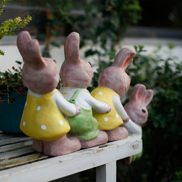 Lovely Rabbits Statues, Cute Rabbits in the Garden, Animal Resin Statue for Garden Ornament, Outdoor Decoration Ideas, Garden Ideas-ArtWorkCrafts.com