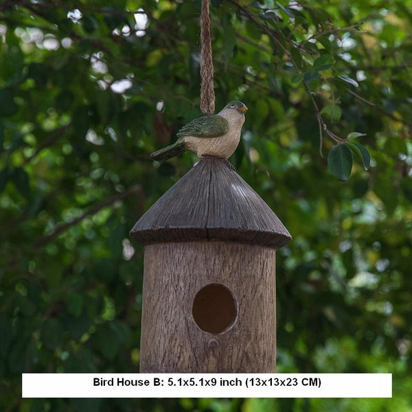 Resin Bird Nest for Garden Ornament, Bird House in the Garden, Lovely Birds House, Outdoor Decoration Ideas, Garden Ideas-ArtWorkCrafts.com