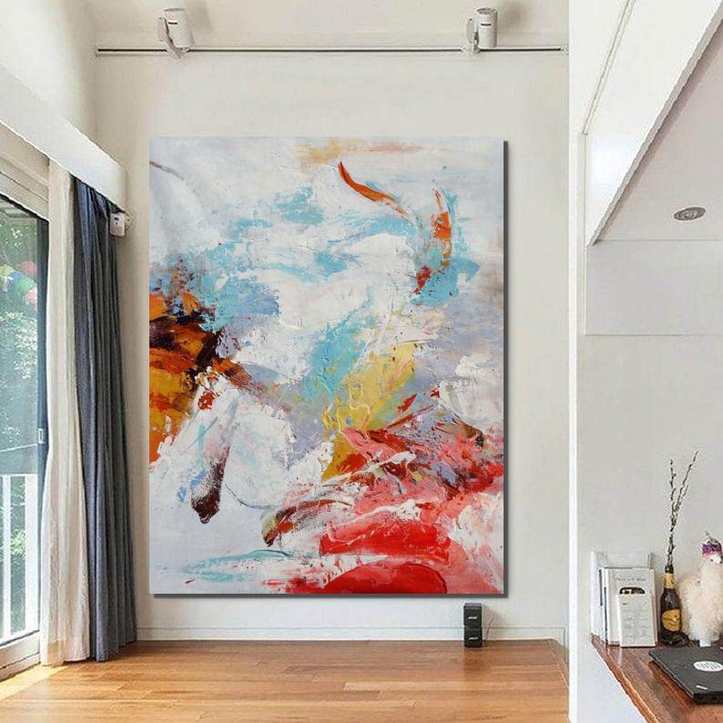 Modern Paintings for Bedroom, Living Room Wall Canvas Painting, Hand Painted Acrylic Painting, Extra Large Abstract Artwork-ArtWorkCrafts.com
