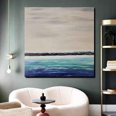 Living Room Wall Art Painting, Original Landscape Paintings, Large Paintings for Sale, Simple Abstract Paintings, Seascape Acrylic Paintings-ArtWorkCrafts.com