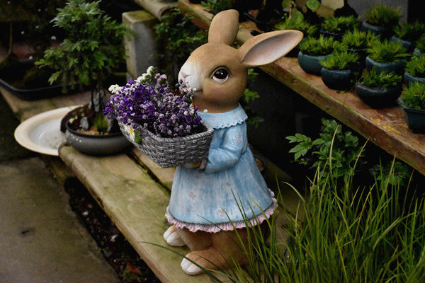 Garden Ornaments, Large Rabbit Statues for Garden, Bunny Flowerpot, Villa Outdoor Gardening Ideas, Modern Animal Garden Sculptures-ArtWorkCrafts.com