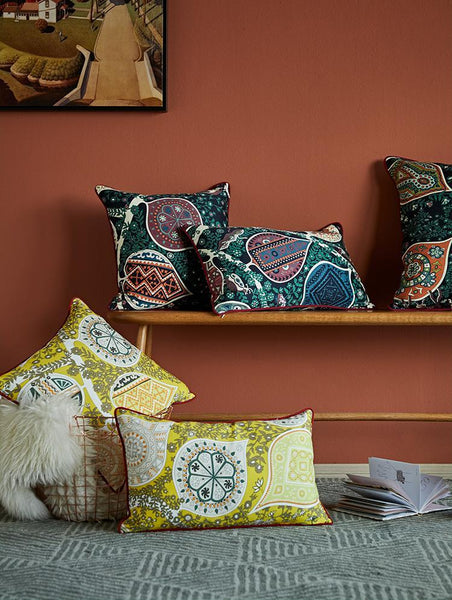 Leaves Pattern Cotton Pillow Cover, Home Decorative Throw Pillow, Sofa Pillows, Home Decoration-ArtWorkCrafts.com