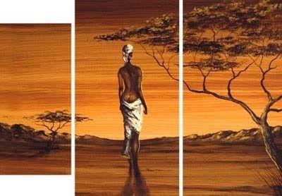 African Woman Painting, 3 Piece Wall Art, African Painting, Canvas Painting for Dining Room, Acrylic Painting on Canvas-ArtWorkCrafts.com