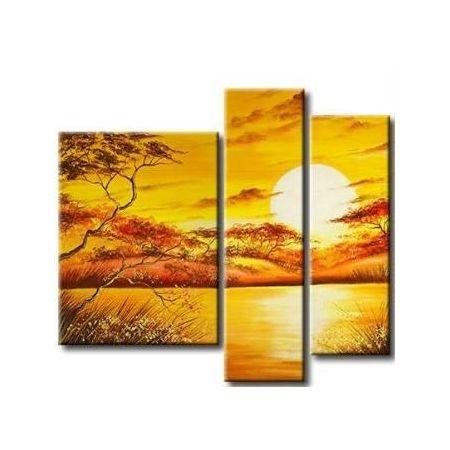 Landscape Canvas Paintings, Tree Sunset Painting, Buy Paintings Online, Yellow Canvas Painting, Acrylic Painting for Sale-ArtWorkCrafts.com